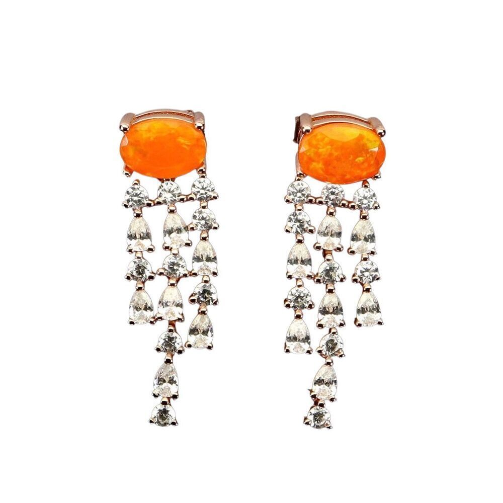 Orange Fire Opal Earrings